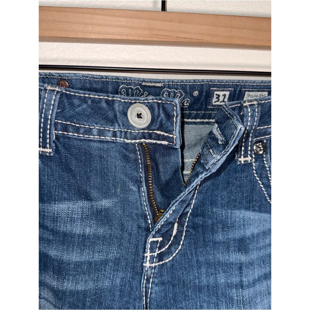 MISS ME Y2K Indie sleeze embellished white stitch denim capris 31 - Picture 4 of 7
